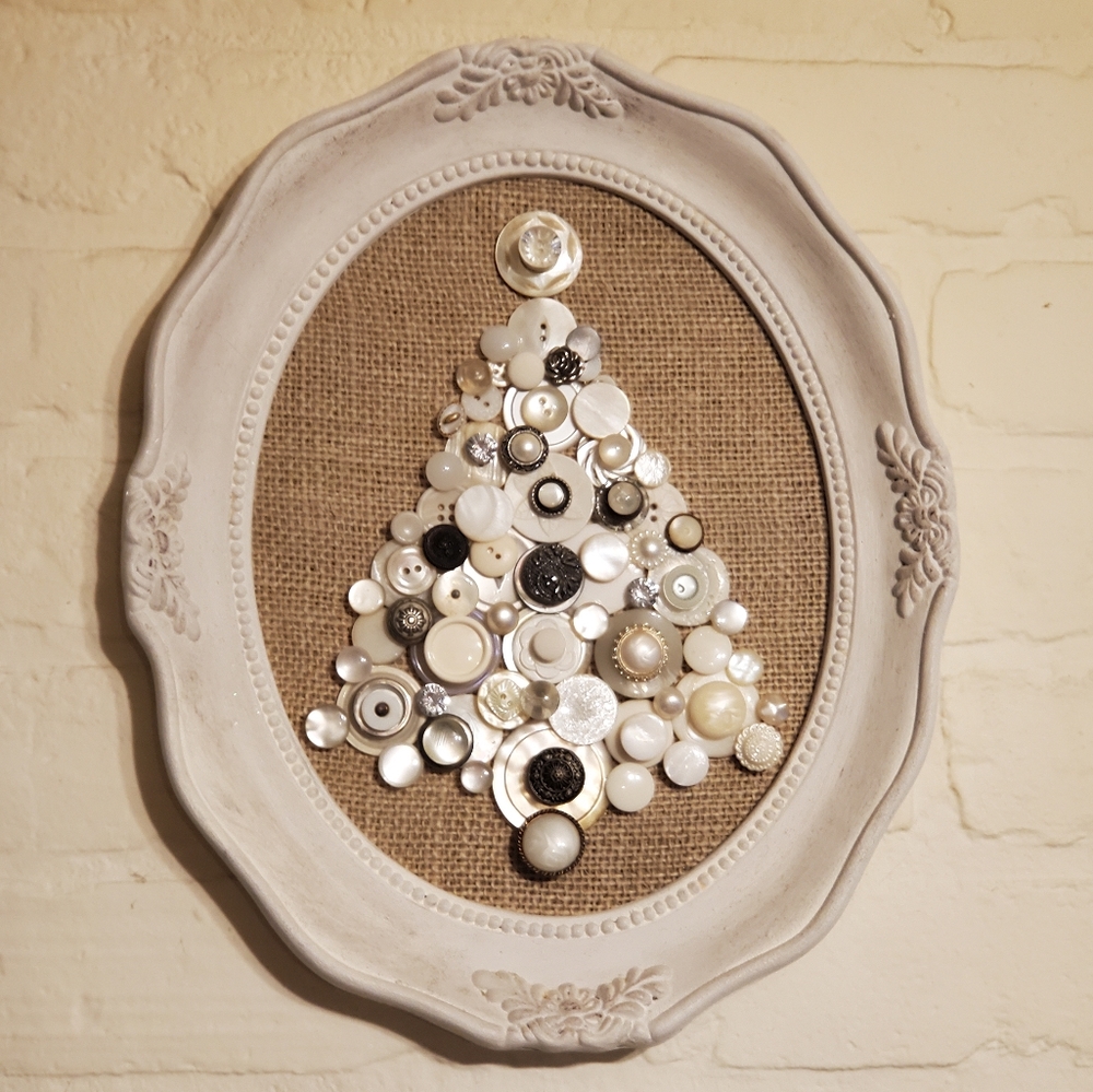 Vintage Button Art Shabby Chic Christmas Tree - Picture 3 of 8